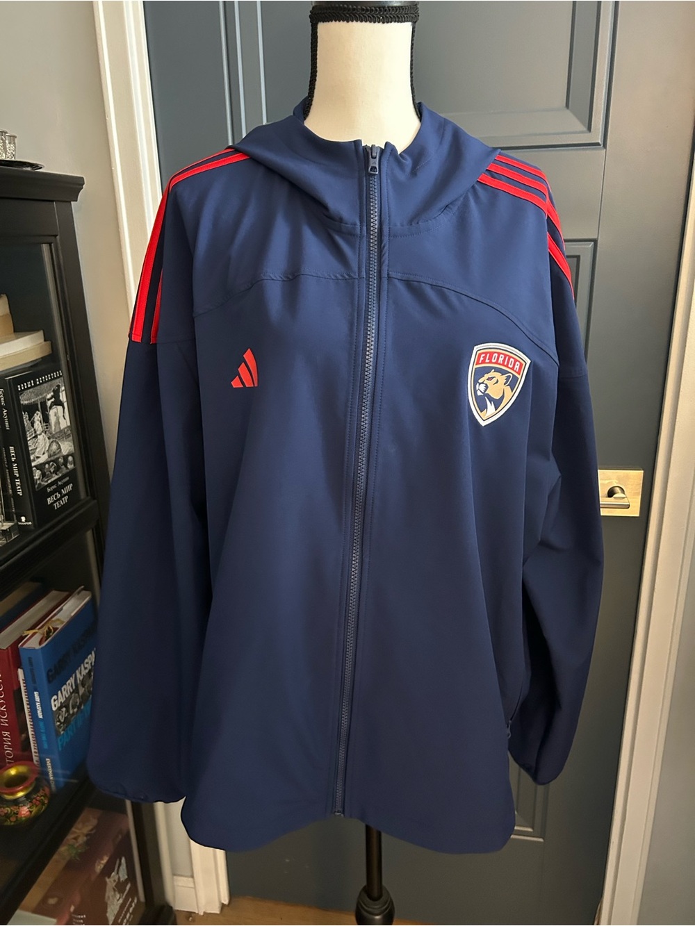 adidas Navy and Red Florida Panthers Full-Zip Hoodie